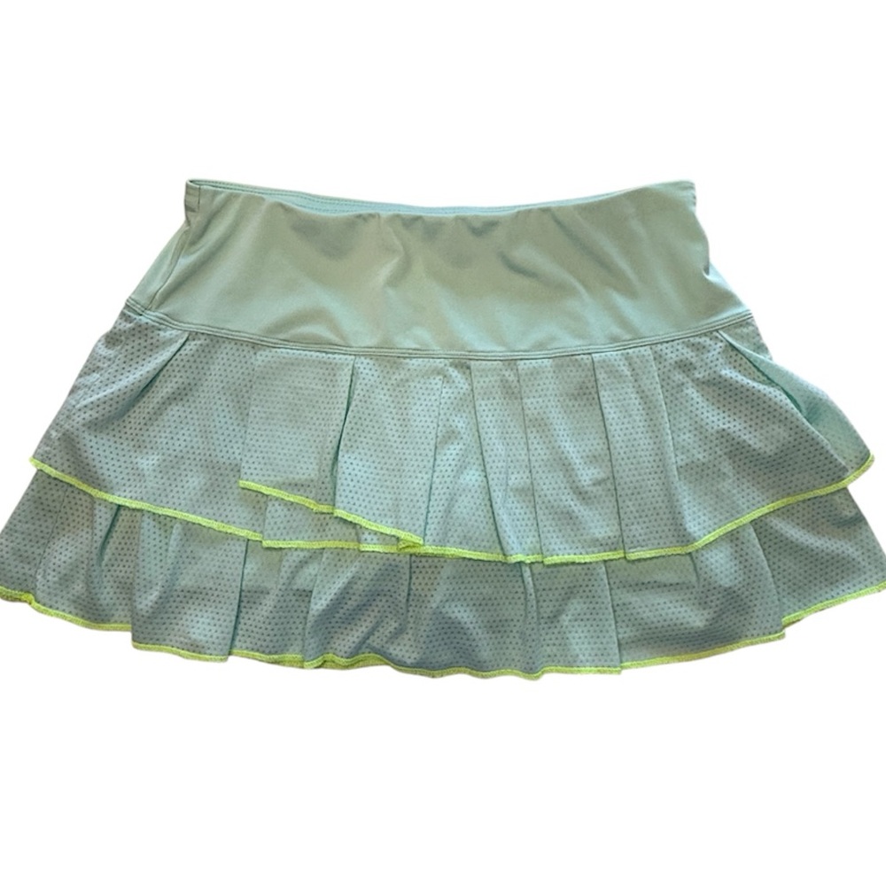 Lucky in Love Light Mint Green Ruffled Tennis Skort with Neon Trim Sz Small
